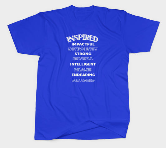 INSPIRED Short Sleeve T-Shirt – Wear It. Live It. Give Back. (ROYAL)