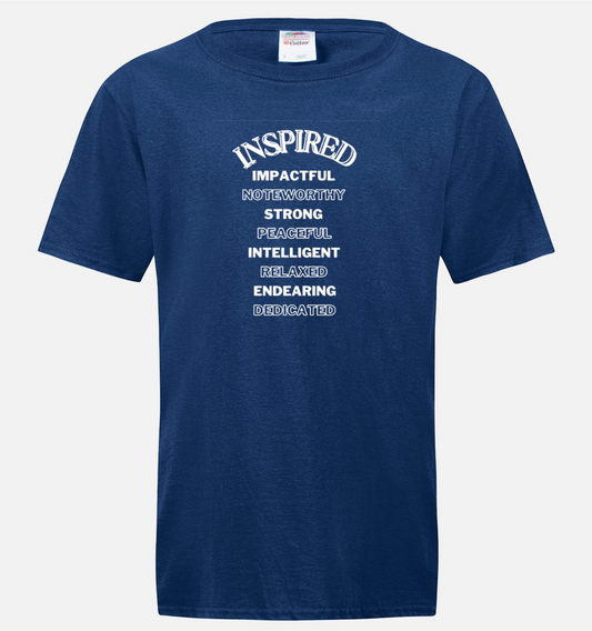 INSPIRED Short Sleeve T-Shirt – Wear It. Live It. Give Back. (NAVY)