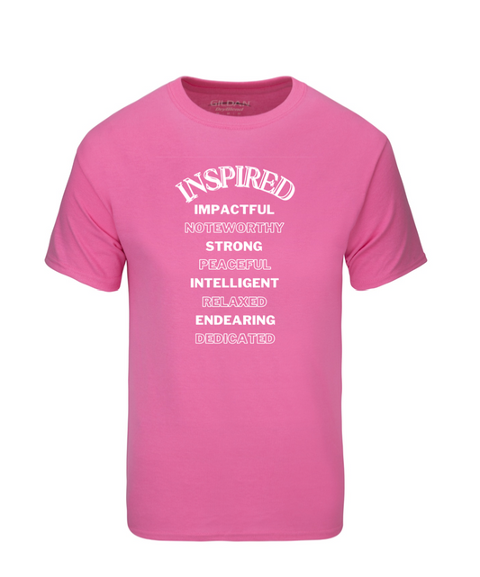 INSPIRED Short Sleeve T-Shirt – Wear It. Live It. Give Back. (PINK)